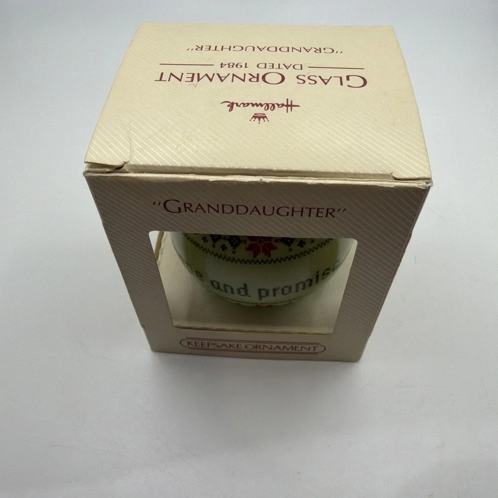 Hallmark Granddaughter Keepsake Glass Ornament 1984 Cross Stitch QX243-1 IOB‎